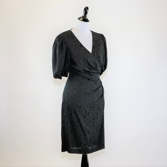 Vintage 1980s Black Cocktail Dress with Rhinestone Side-Cuff Buttons Small - Picture 4 of 10